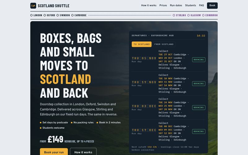 Scotland Shuttle homepage, built by AI Speed